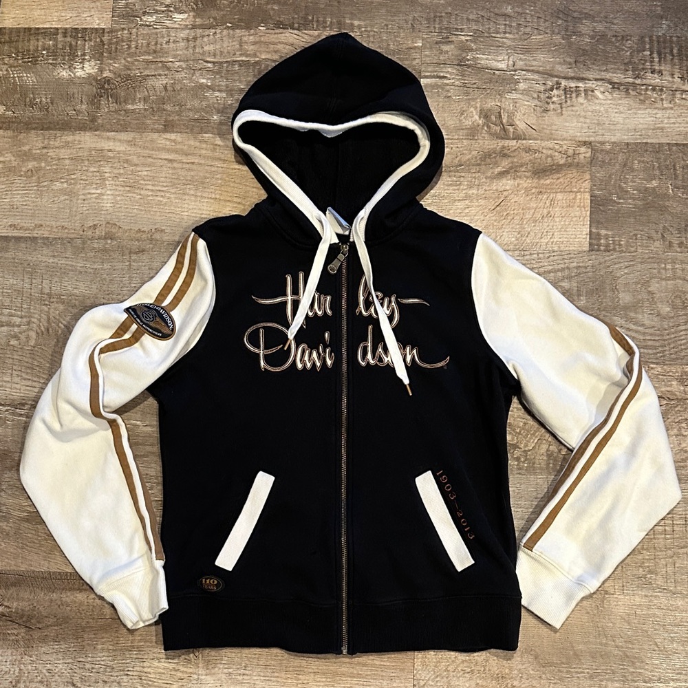 Harley-Davidson Black and White Zip-Up Jacket